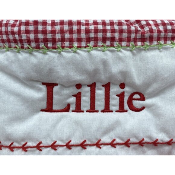 Pottery Barn Kids Lillie Peanuts Snoopy Quilted Christmas Tree Holiday Stocking - Picture 2 of 14